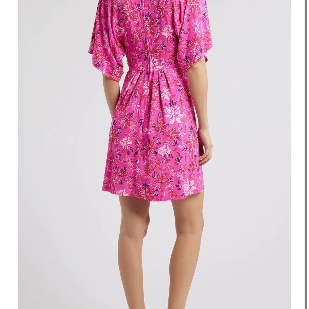 NWT‎ Lilly Pulitzer Wisteria V-Neck Dress in Passion Fruit Pink Giraffic Park 12 - Picture 4 of 5